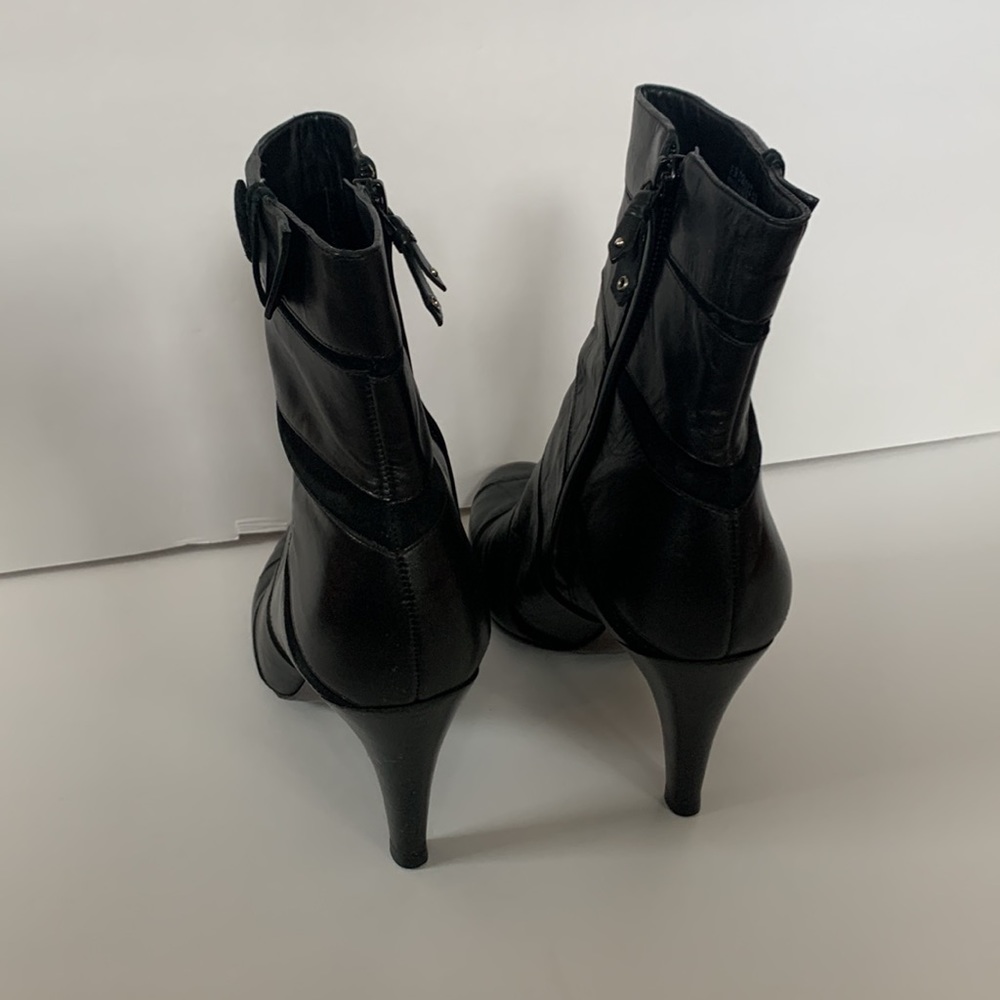 Cole Haan Boots black leather stiletto heel ankle booties boots Nike Air 8.5 - Picture 7 of 14